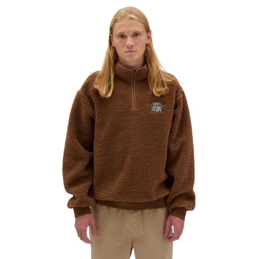 Herren VANS Kapuzenpullover & Sweatshirts | Happy Camper Quarter Zip Sweatshirt Braun