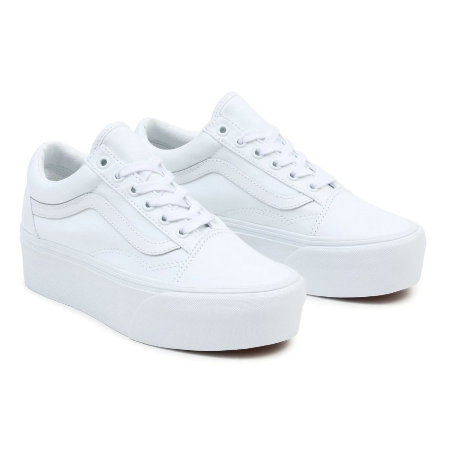 Damen VANS Plateauschuhe | Old Skool Stackform Schuhe Weis