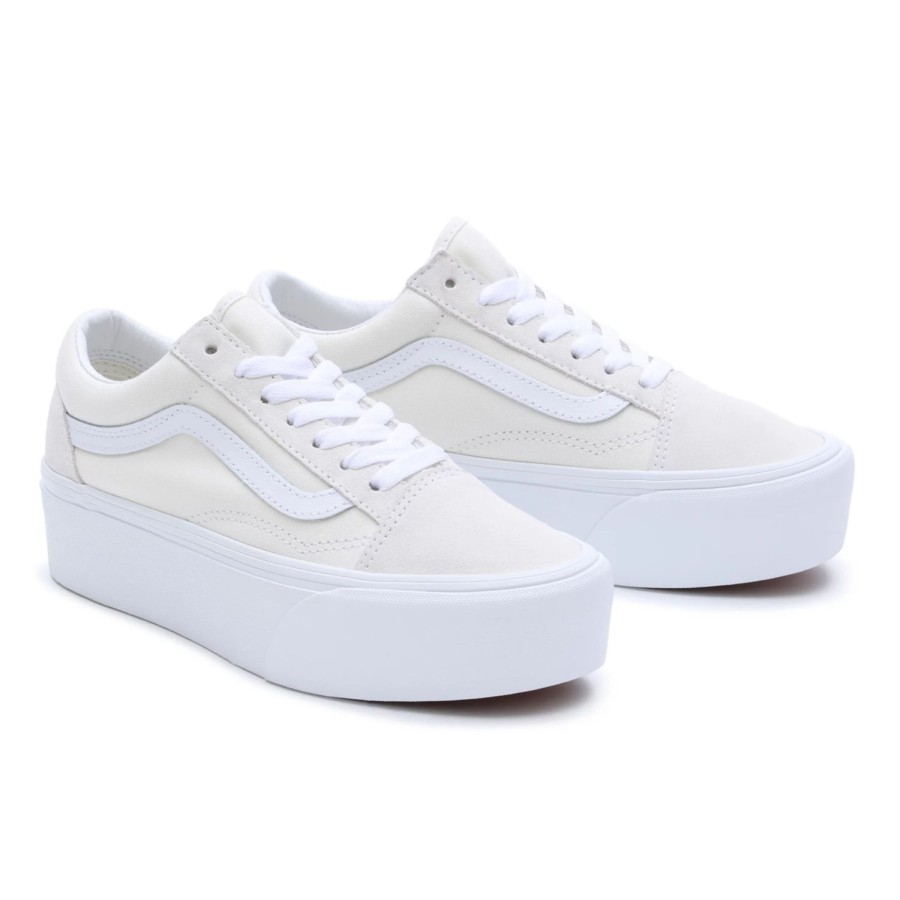 Damen VANS Plateauschuhe | Old Skool Stackform Schuhe Weis